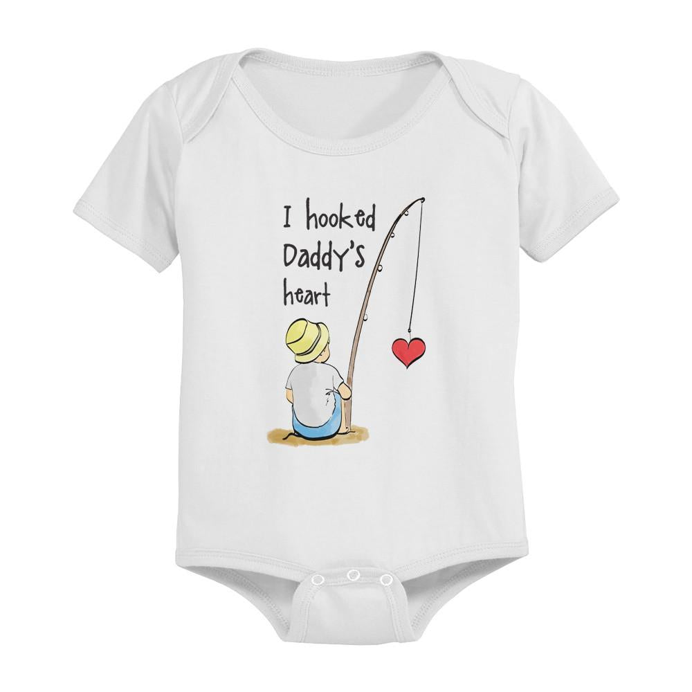 I Hooked Daddy's Heart Printed Baby Bodysuit