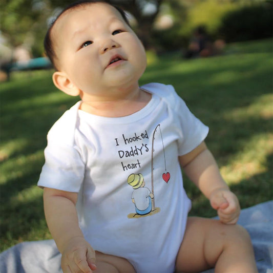 I Hooked Daddy's Heart Printed Baby Bodysuit