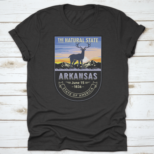 Arkansas, Emblem Of The U.S. State, Deer At Dawn On A Mountain, Dark