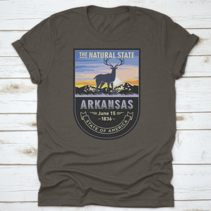 Arkansas, Emblem Of The U.S. State, Deer At Dawn On A Mountain, Dark