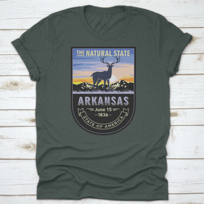 Arkansas, Emblem Of The U.S. State, Deer At Dawn On A Mountain, Dark