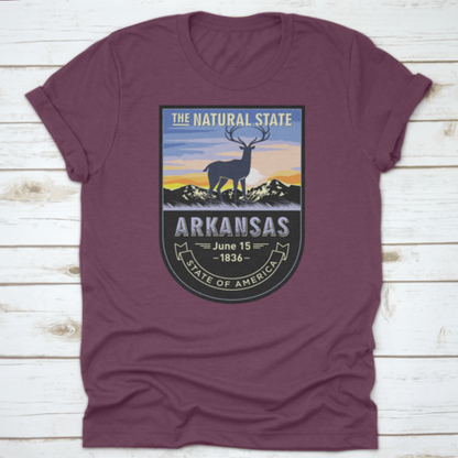 Arkansas, Emblem Of The U.S. State, Deer At Dawn On A Mountain, Dark