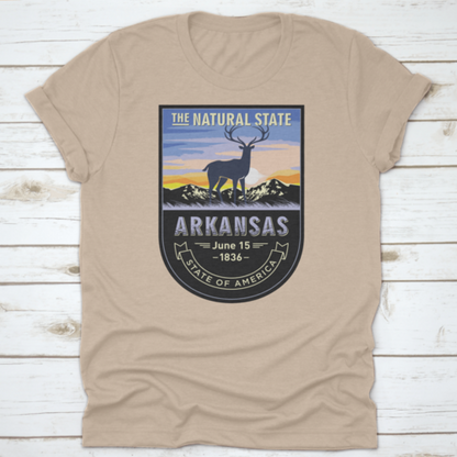 Arkansas, Emblem Of The U.S. State, Deer At Dawn On A Mountain, Dark