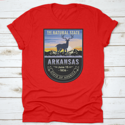 Arkansas, Emblem Of The U.S. State, Deer At Dawn On A Mountain, Dark