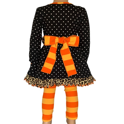 Halloween Orange Pumpkin Polka Dot Dress