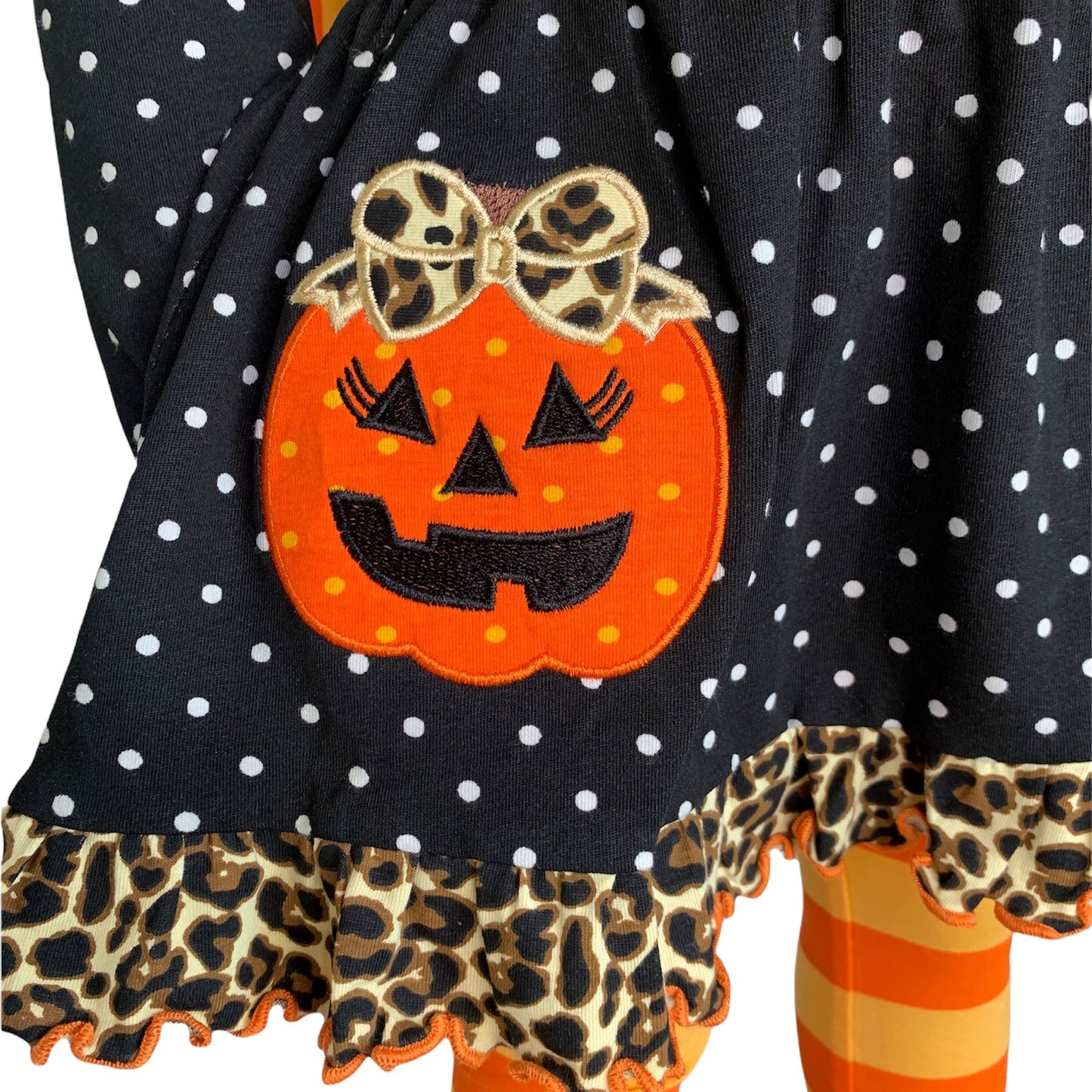 Halloween Orange Pumpkin Polka Dot Dress