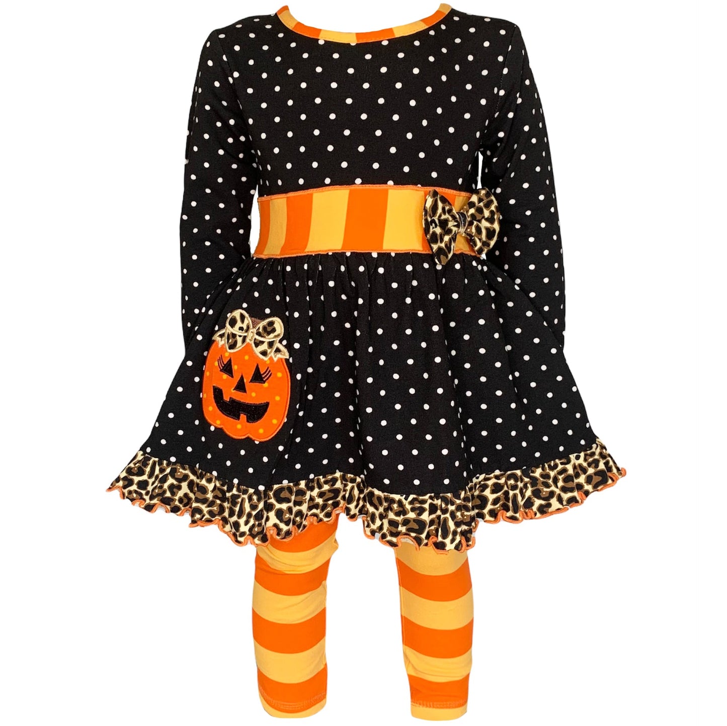 Halloween Orange Pumpkin Polka Dot Dress