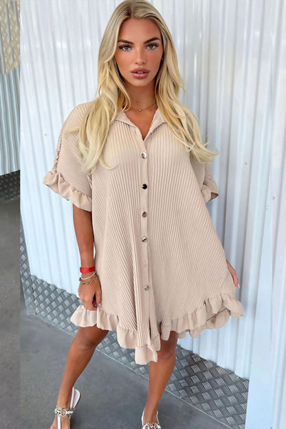 Ladies Ruffle Pleated Dress