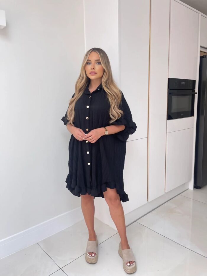 Ladies Ruffle Pleated Dress