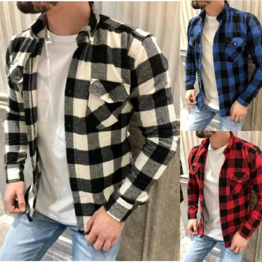 Dual Pocket Long Sleeve Checkered Shirt