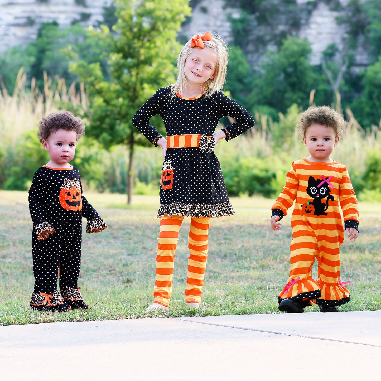 Halloween Orange Pumpkin Polka Dot Dress