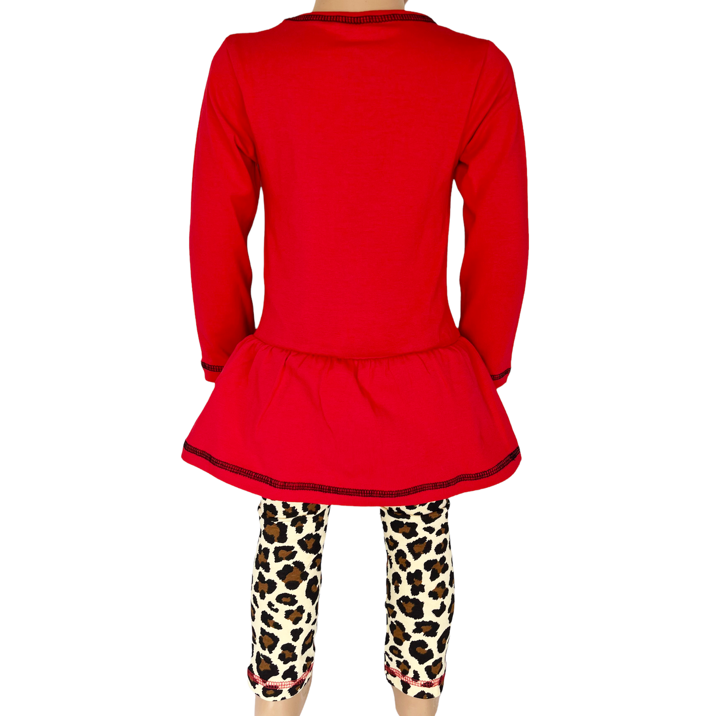 Leopard Heart Holiday Dress Tunic & Leggings Set