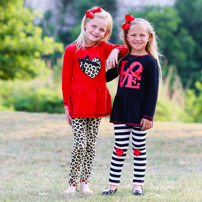 Leopard Heart Holiday Dress Tunic & Leggings Set