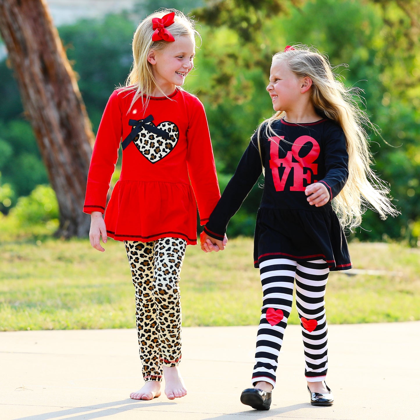Leopard Heart Holiday Dress Tunic & Leggings Set