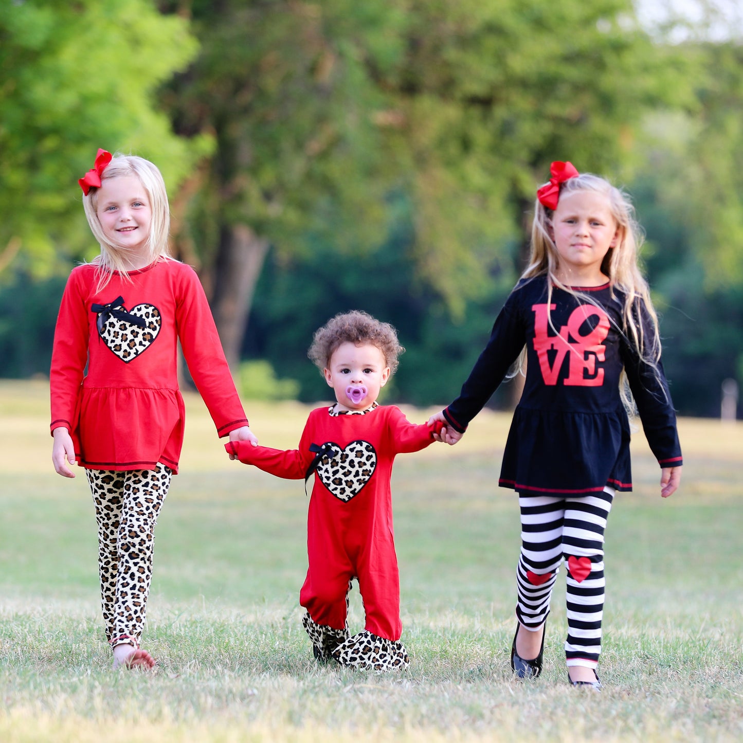 Leopard Heart Holiday Dress Tunic & Leggings Set