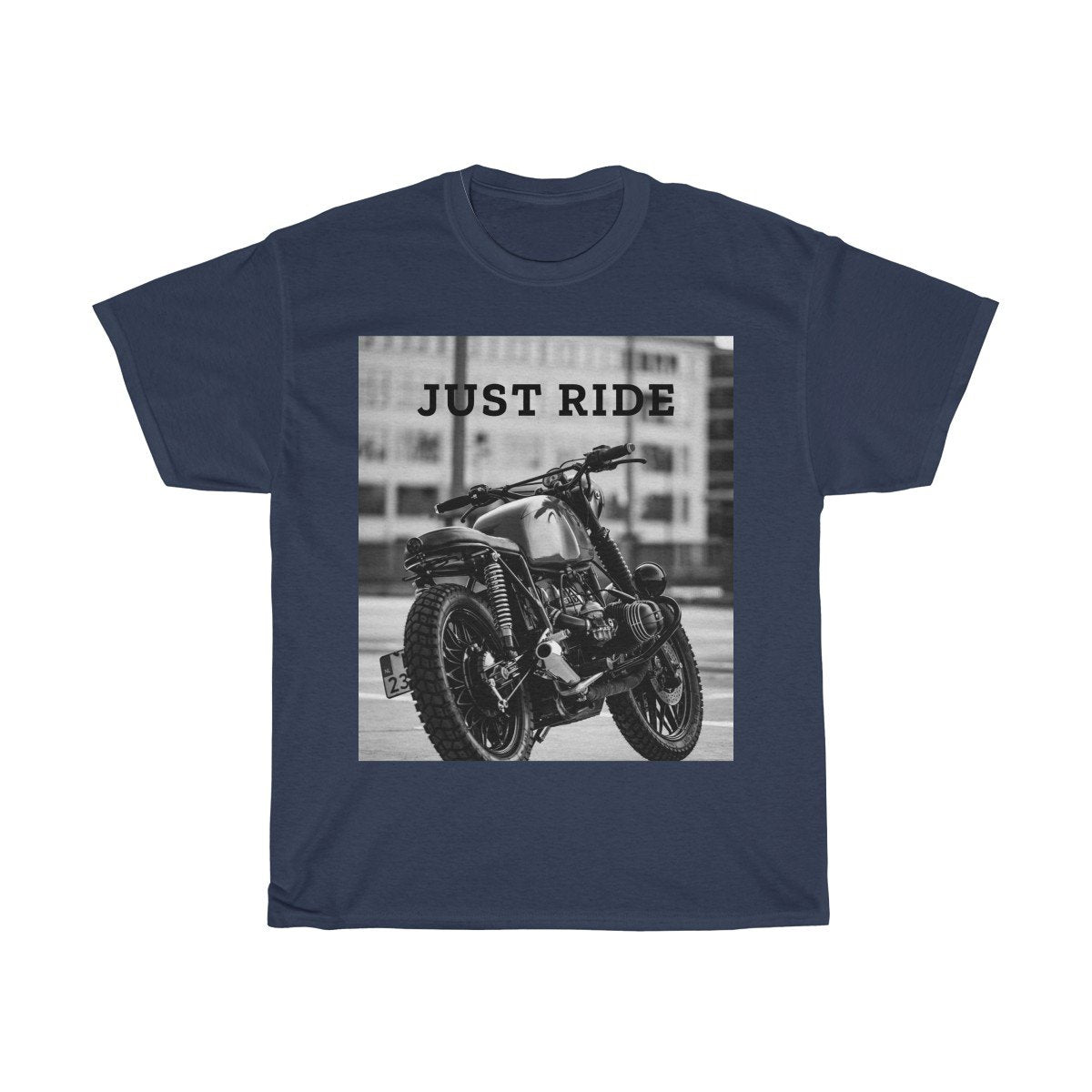 Motorcycle Just Ride Heavy Printed Cotton T-Shirt