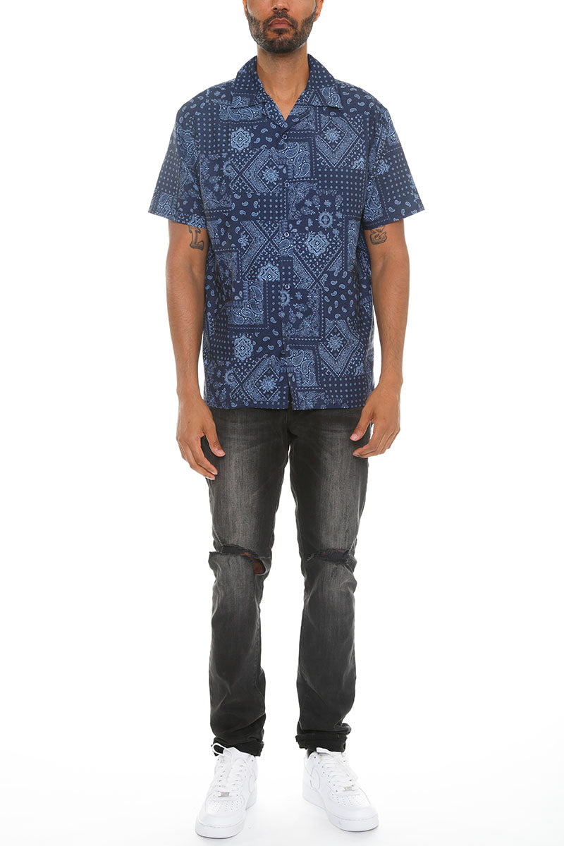Paisley Print Button Down Shirt