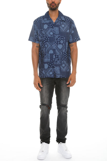 Paisley Print Button Down Shirt