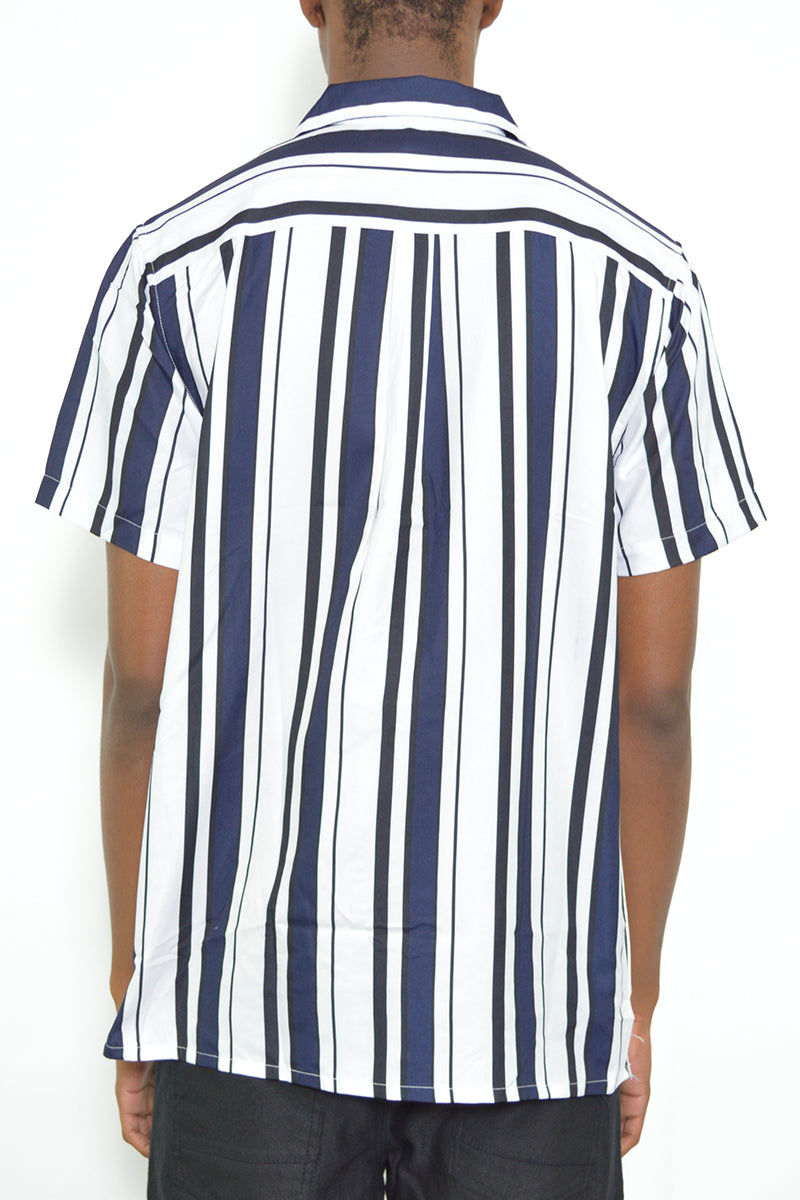 Stripe Print Button Down Shirt