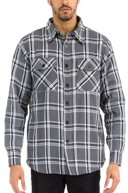 Quilted Flannel Shirt Shacket Padded Lined Jacket FL305