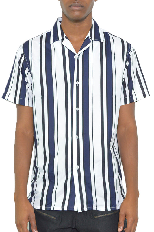 Stripe Print Button Down Shirt