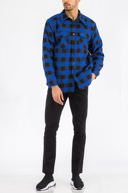 Quilted Flannel Shirt Shacket Padded Lined Jacket FL301