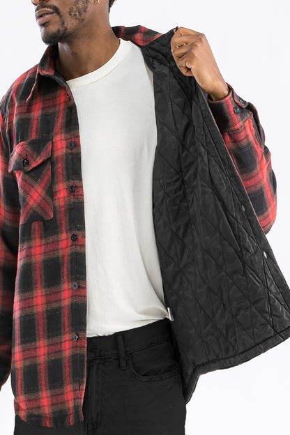 Quilted Flannel Shirt Shacket Padded Lined Jacket FL302