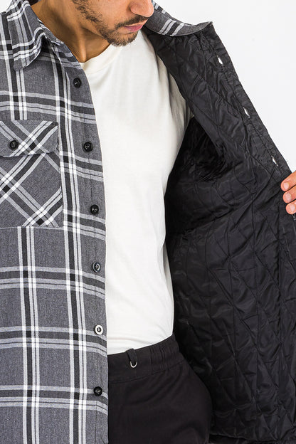 Quilted Flannel Shirt Shacket Padded Lined Jacket FL305