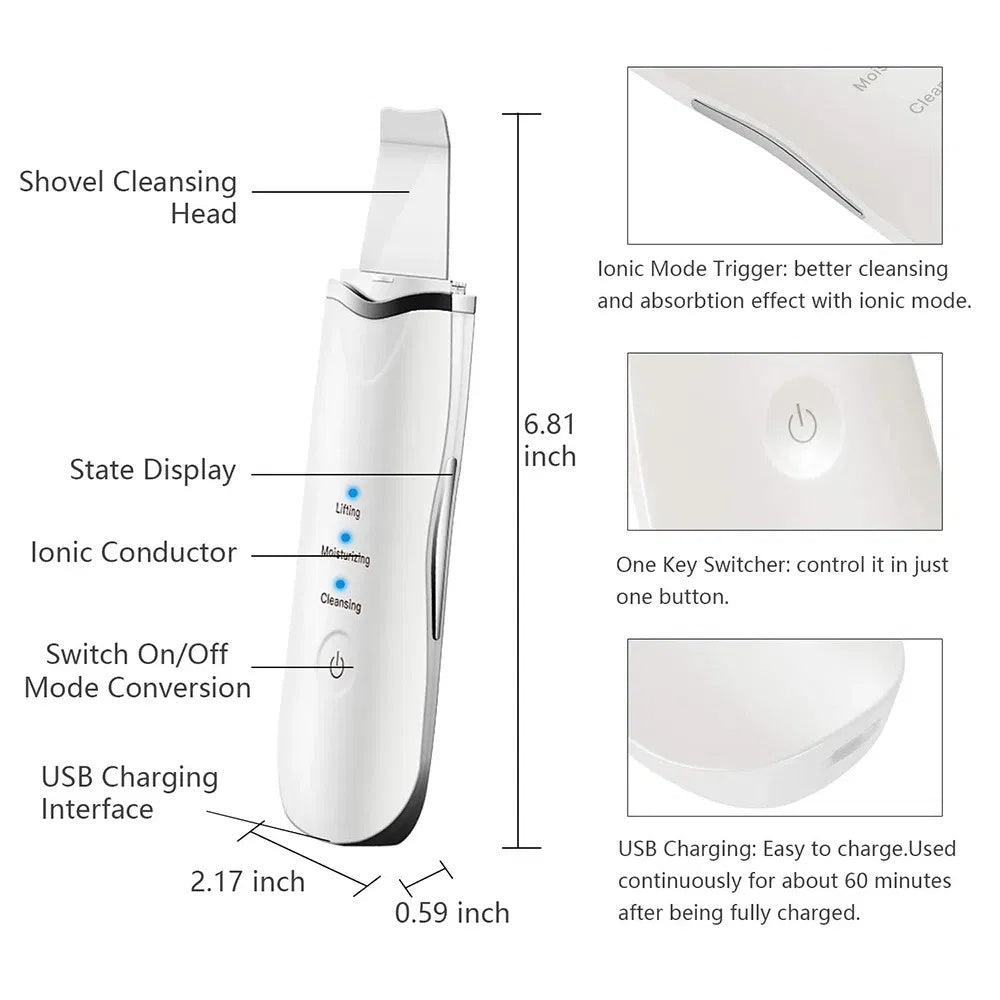 3-in-1 Ultrasonic Facial Spatula For Deep Cleansing