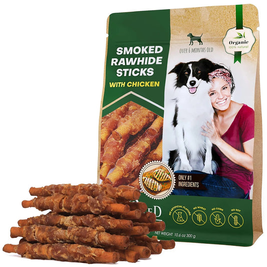 Dog Smoked Rawhide Sticks Wrapped Chicken Pet Natural Chew Treats