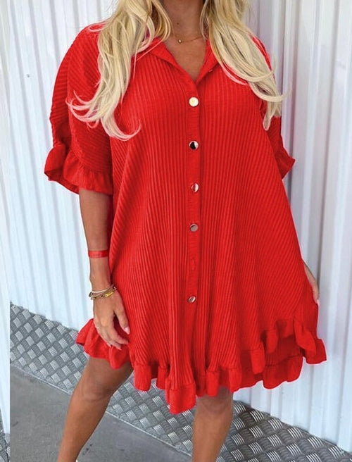 Ladies Ruffle Pleated Dress