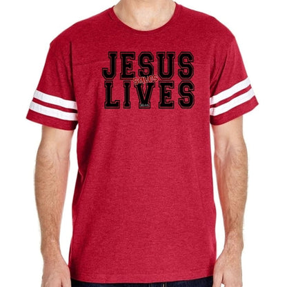 Mens Vintage Sport Graphic T-shirt Jesus Saves Lives Black Red