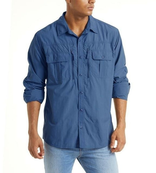 Summer Tactical Shirts Men's Mesh Breathable Long Sleeve Multi-Pockets