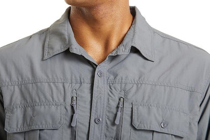 Summer Tactical Shirts Men's Mesh Breathable Long Sleeve Multi-Pockets