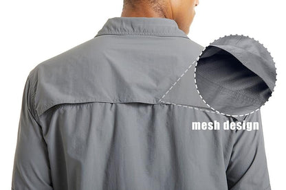 Summer Tactical Shirts Men's Mesh Breathable Long Sleeve Multi-Pockets
