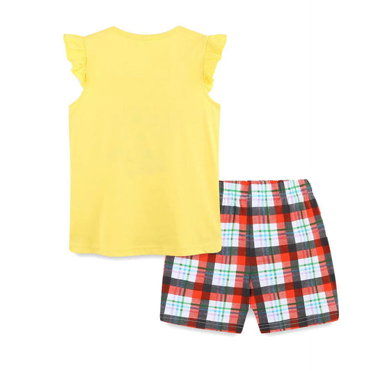 Baby Kids Cute Plaid and Letters Pattern Vest and Shorts