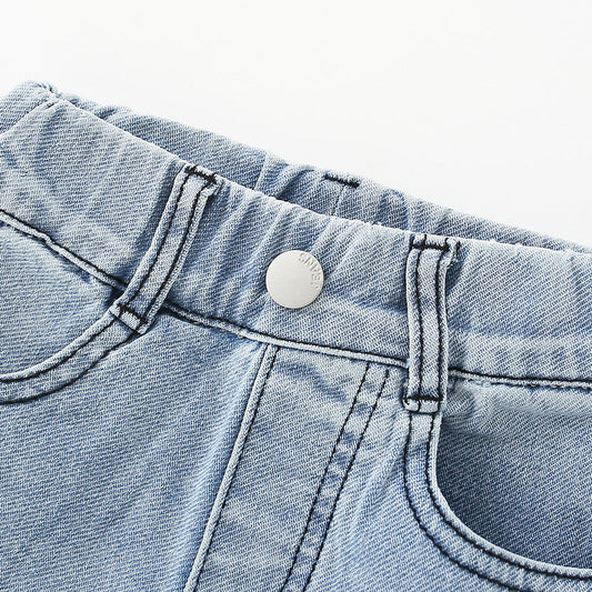 Baby Girl Solid Color Western Girl Fashion Denim Pants