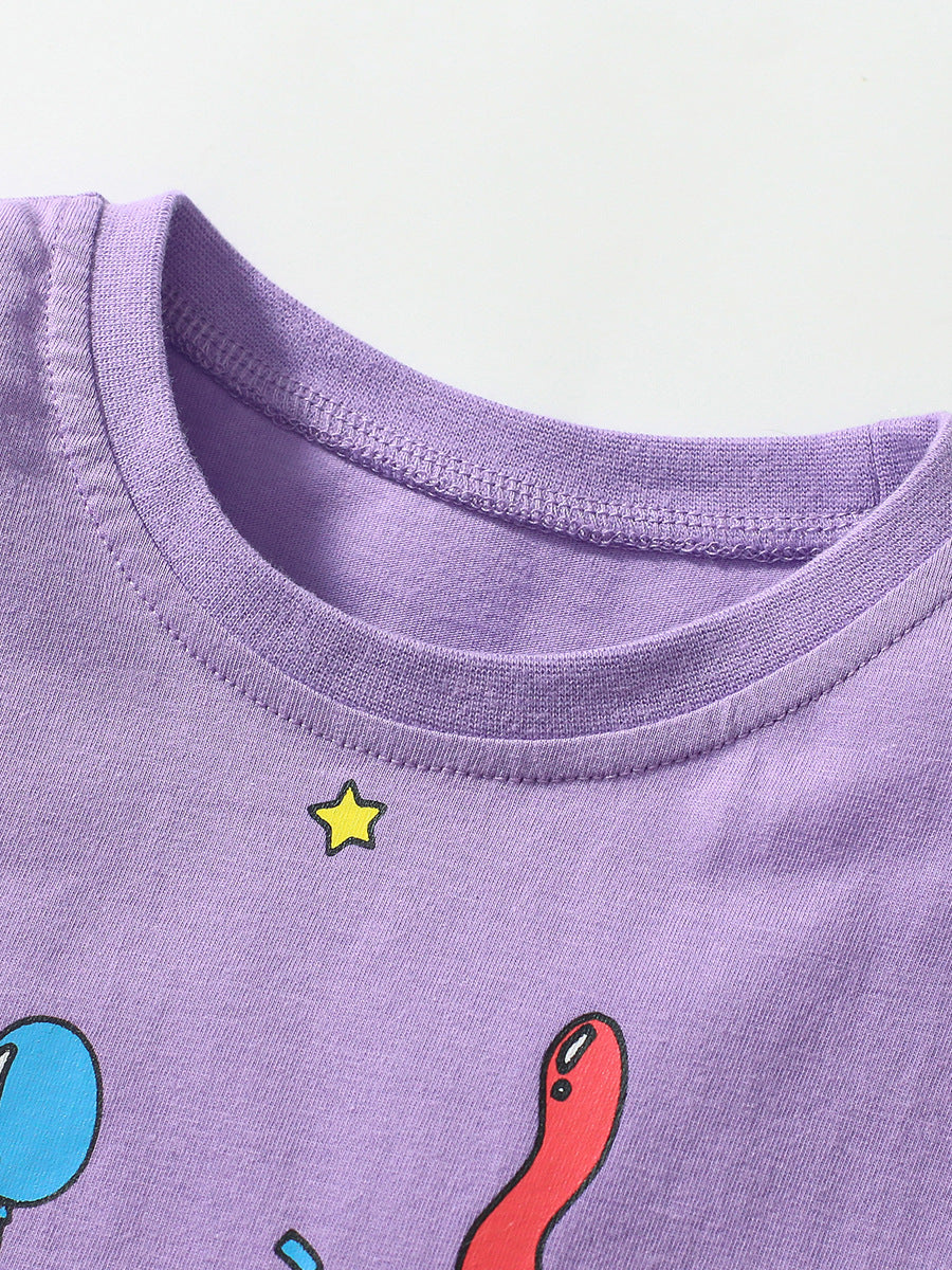 Baby Kids Cartoon Pattern T-shirt and Pants 2-Piece Clothing