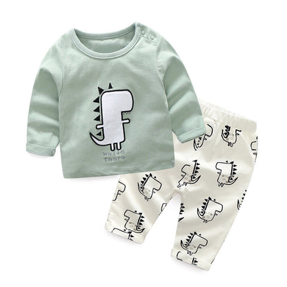 Baby Boy Cartoon Pattern Shirt & Pants Set