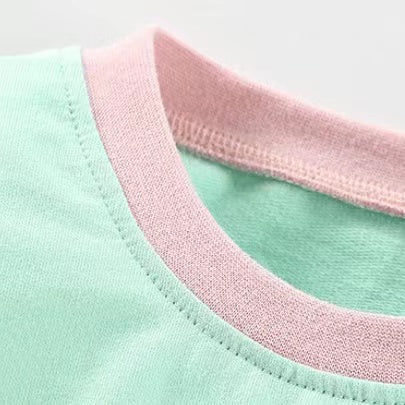 Baby Girl Rainbow Pattern Contrast Design Pullover Hoodie Combo Pants