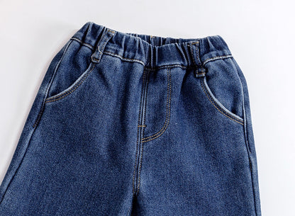 Baby Girl Thickened Fleece Denim Pants