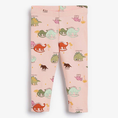 Baby Girl Cartoon Dinosaur Graphic Ruffle Hem Shirt Combo Pants Cute