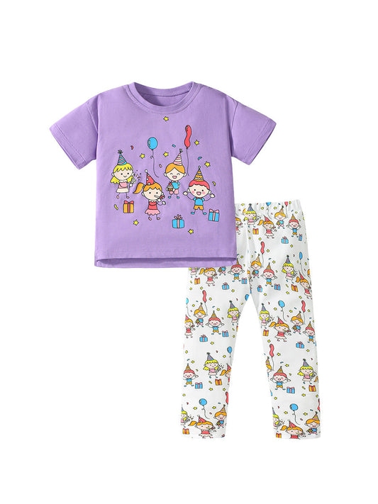Baby Kids Cartoon Pattern T-shirt and Pants 2-Piece Clothing