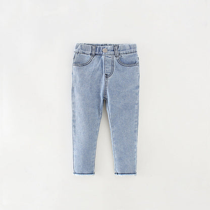 Baby Girl Solid Color Western Girl Fashion Denim Pants
