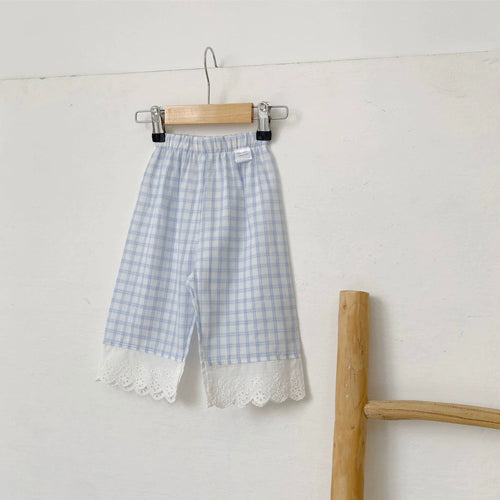 Kid's Girls Lace Decorated Plaid Pants