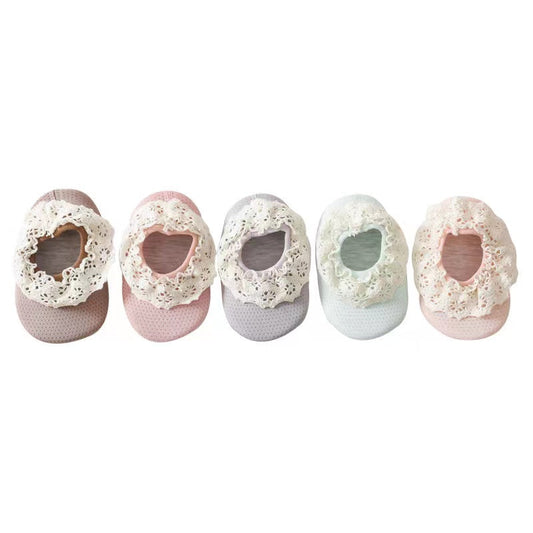 Baby Lace Ruffle Design Solid Color Breathable Rubber Sole Shoes