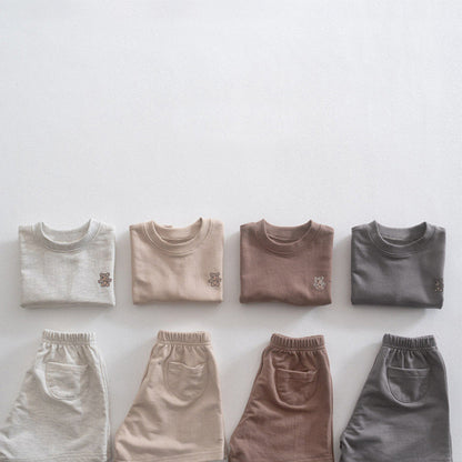 Hot Selling Baby Kids Unisex Short Sleeves Teddy Logo Pattern