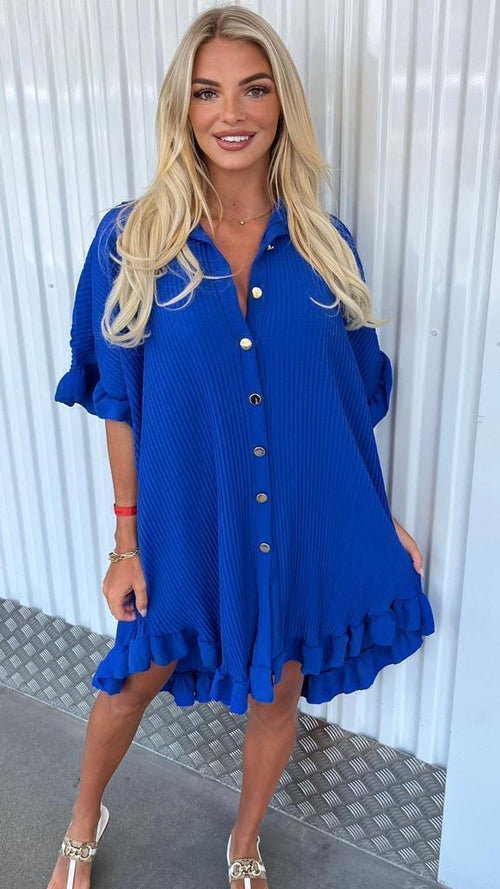 Ladies Ruffle Pleated Dress