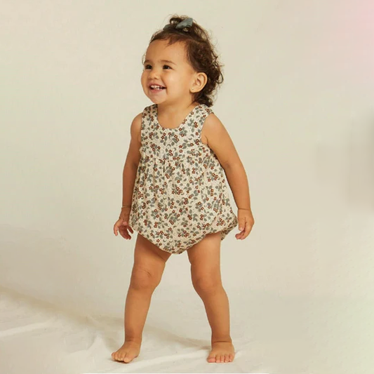 Floral Pattern Strap Onesies Bodysuits