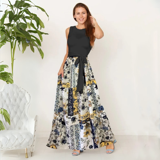 Sleeveless Handkerchief Woven Skirt Maxi Dress